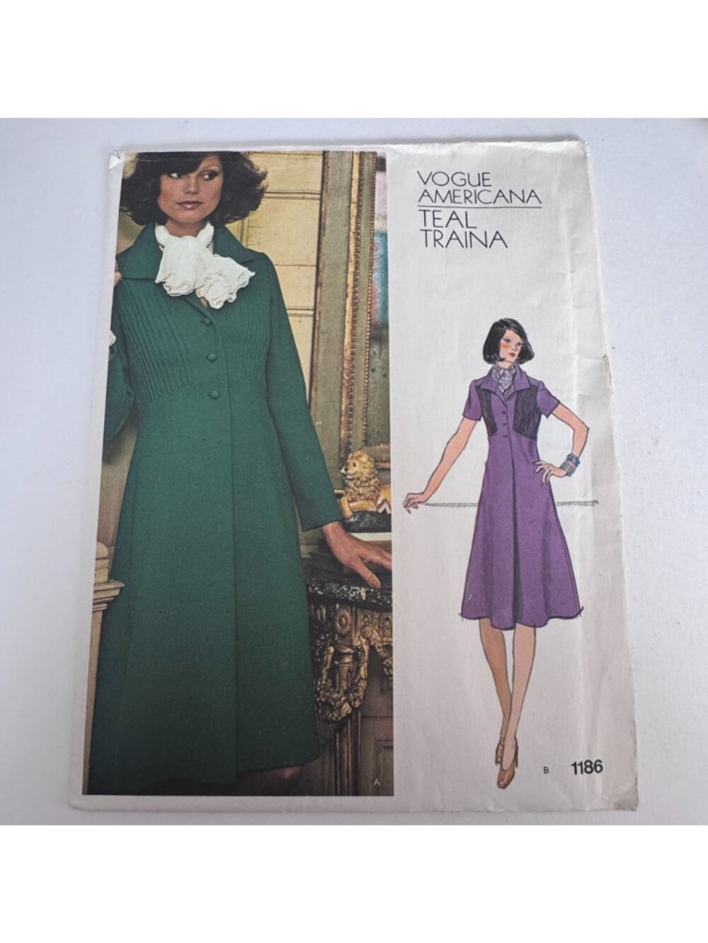 Vogue Americana Sewing Pattern 1186 Teal Traina Coat Dress 1970s A-Line Size 10 - Picture 11 of 11
